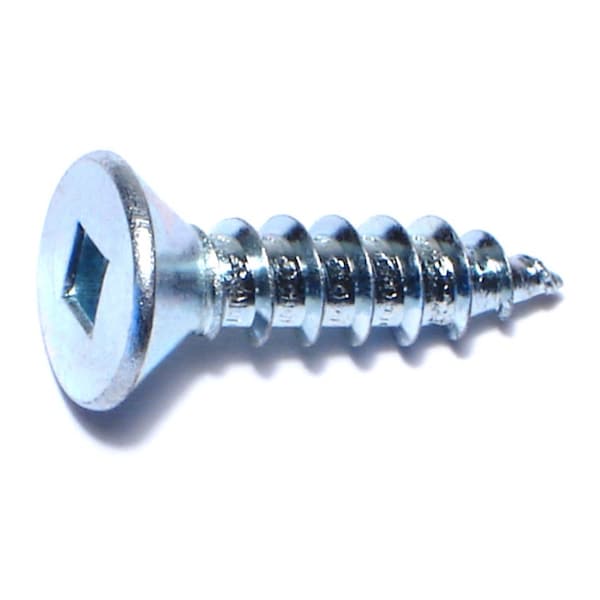 Sheet Metal Screw, #14 x 1 in, Zinc Plated Steel Flat Head Square Drive, 100 PK